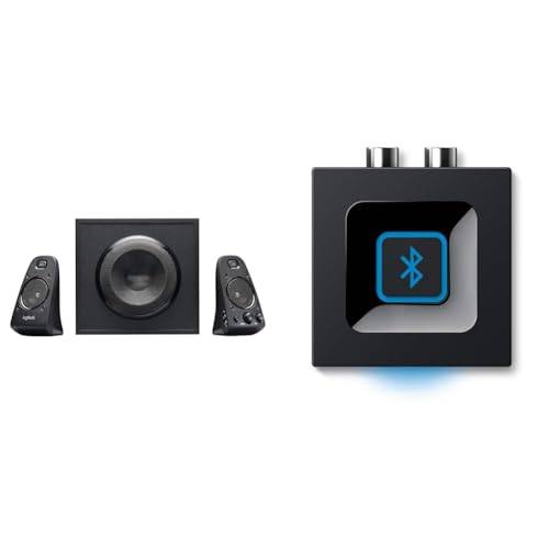 Logitech Z623 THX 2.1 högtalarsystem med subwoofer, THX-certifierat ljud, 400 watt toppeffekt - Svart & Logitech trådlös bluetooth-ljudmottagare för PC/Mac/Smartphone/AV-mottagare - Svart
