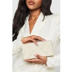 Premium Kuvertväska Med Pärlor Och Strass, White