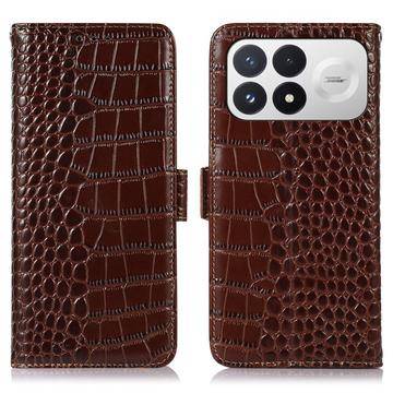 Xiaomi Redmi K100 Pro/Poco F9 Pro Crocodile Serie Läder Plånboksfodral med RFID - Brun