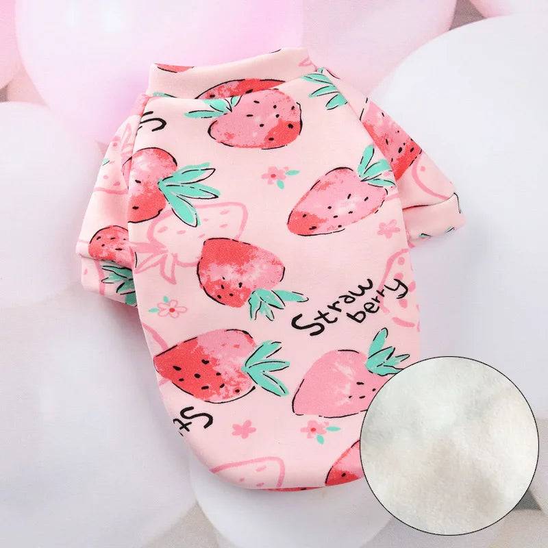 Printed Fleece Cat Jumper - Pink Strawberry / M-suit 2.5-4.0kg / SPC (M-suit 2.5-4.0kg)