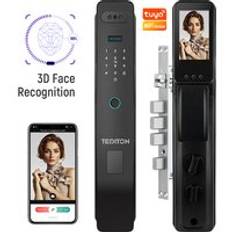self-locking anti-theft manufacture office smart lock rfid card scan digital glass id 3d face recognition smart door lock