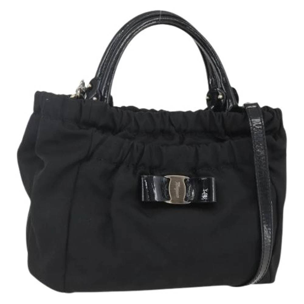 Salvatore Ferragamo Pre-owned Pre-owned Nylon Håndtaske - Vintage - Dame - Sort - ONE SIZE - Nylon