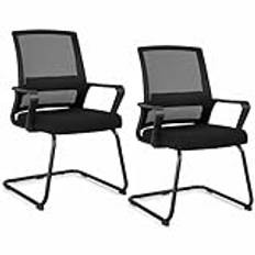 Stable Executive Chair, Breathable Mesh Gaming Chair, Bow-Shaped Leg Computer Chair, Ergonomic Comfortable Office Chair, for Gaming Room Video Room Bedroom,Black,2 Pack