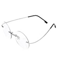 Rimless fotokrom grå tvåsidiga läsglasögon +1,25 styrka flexibel titan lätt rund övergångsläsare glasögon
