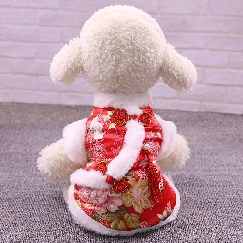 Kläder för Hund och Katt - Cheongsam Kostym - Röd / S