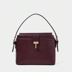 Kvinnor Top Handtag Väskor Retro PU Läder Höst Vinter Skola Resor Pendla Arbete Elegans Utsökt T-lås Hand-Bär eller Cross-body - Bourgogne (En-Storlek)
