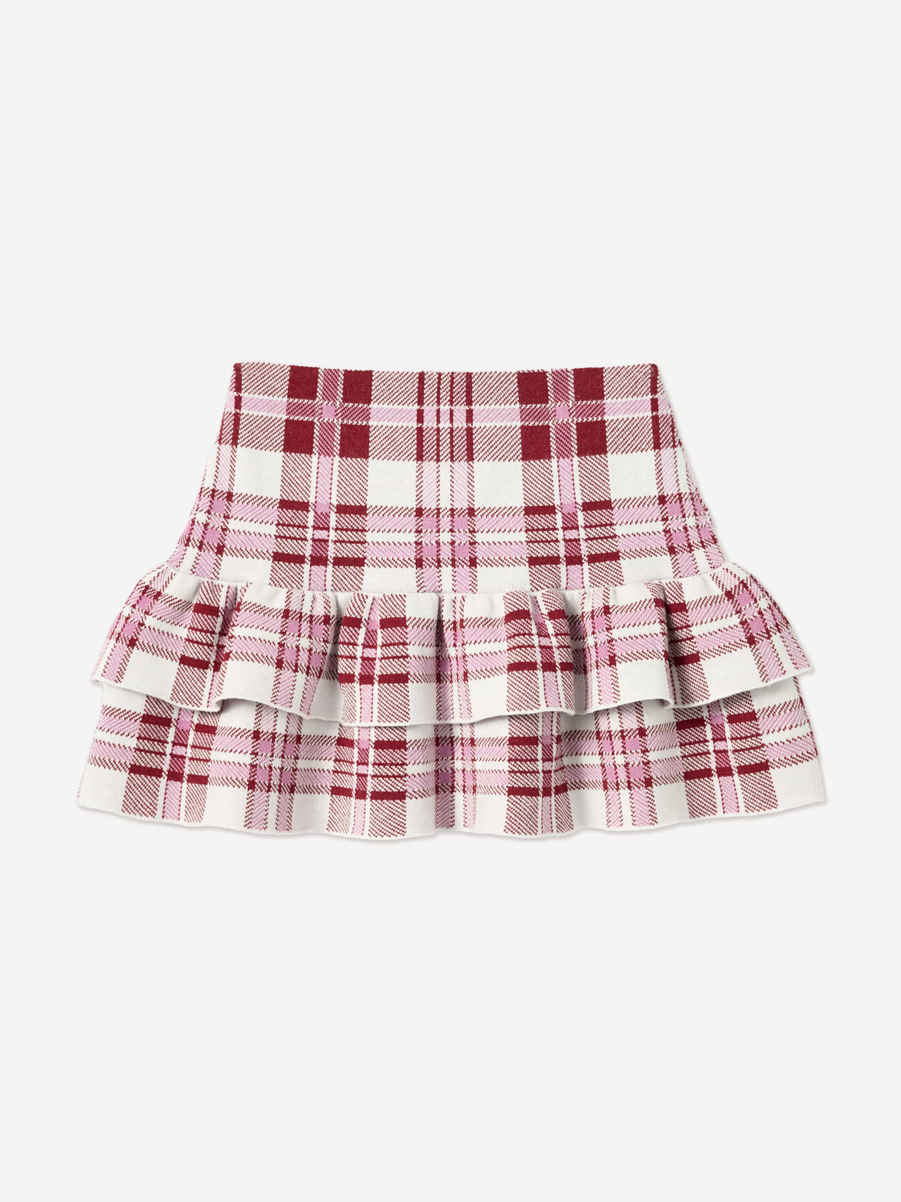 Self Portrait Girls Check Knit Skirt in Red - Red / 4 - 5 Yrs (4 - 5 Yrs)
