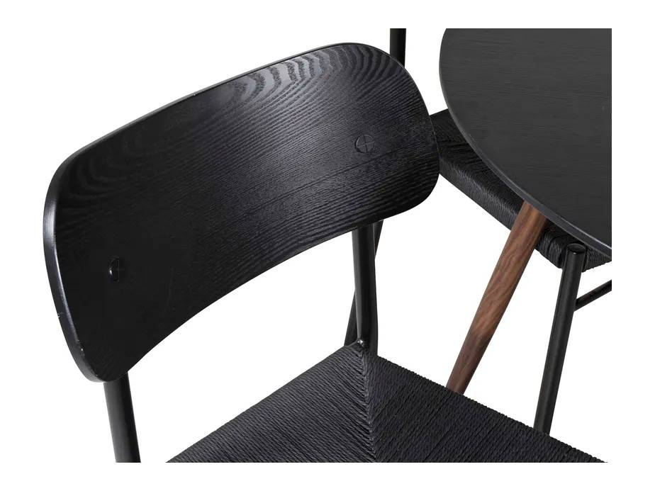 Venture Design Plaza & Polly matgrupp Svart/svart 4 st stolar & bord 100 cm