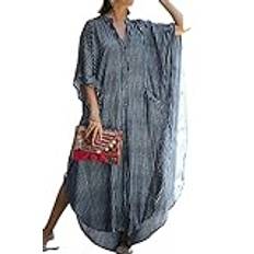 YouKD Lång kaftan för kvinnor, maxiklänning, bohemisk strandrock, täckande plagg för baddräkt, strandplagg, en storlek