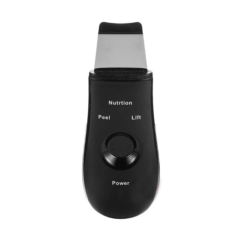 Ultraljudshudskrubber usb-laddning mikroelektrisk ansiktsrengöring exfoliera högfrekvent djupporepeeling pormaskborttagning - Svart