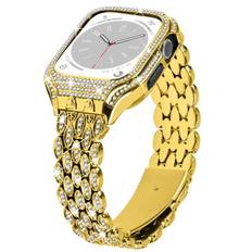 Skal + Metallarmband Rhinestone Apple Watch 41mm Series 8 guld