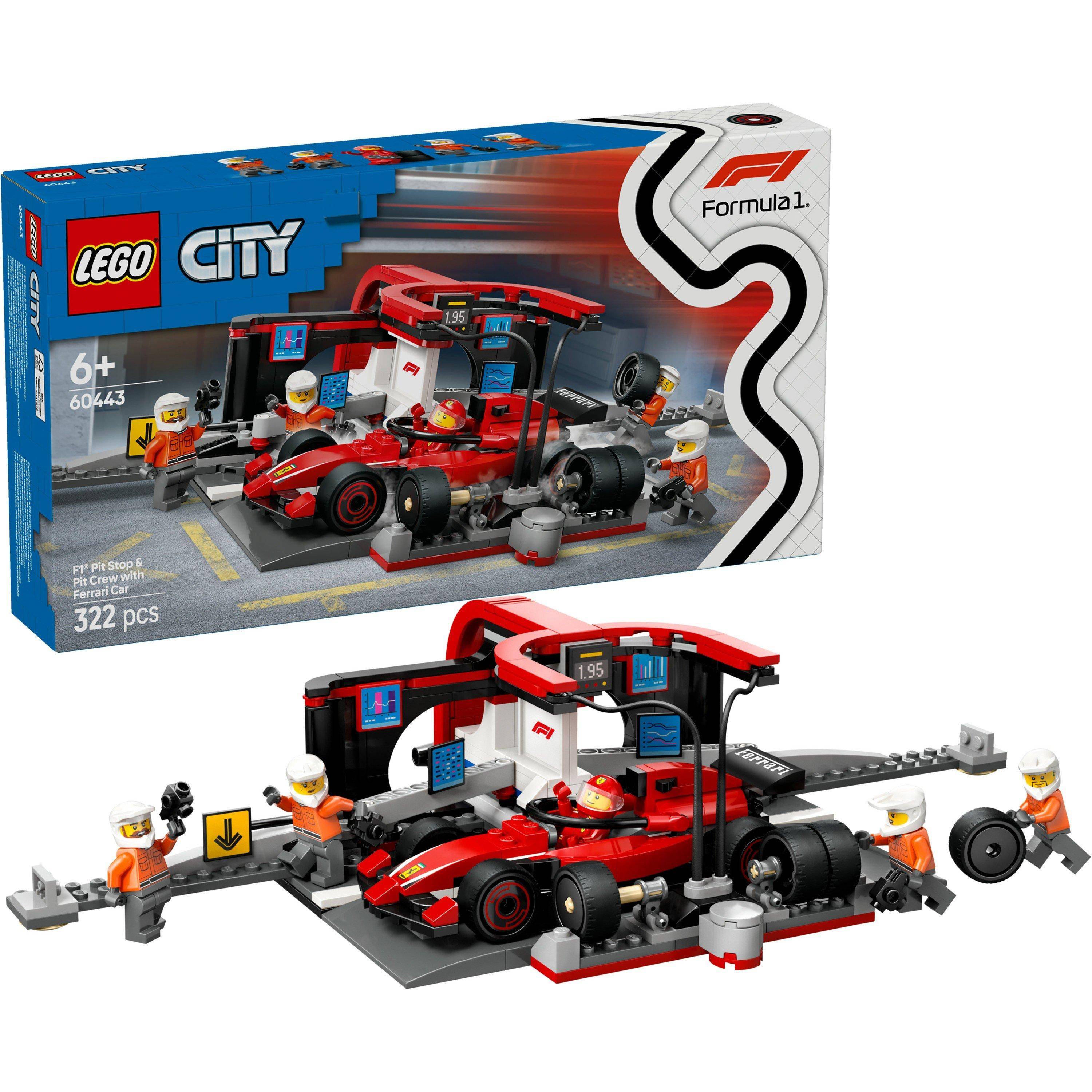 Lego City F1 Pit Stop & Pit Crew With Ferrari Car 60443