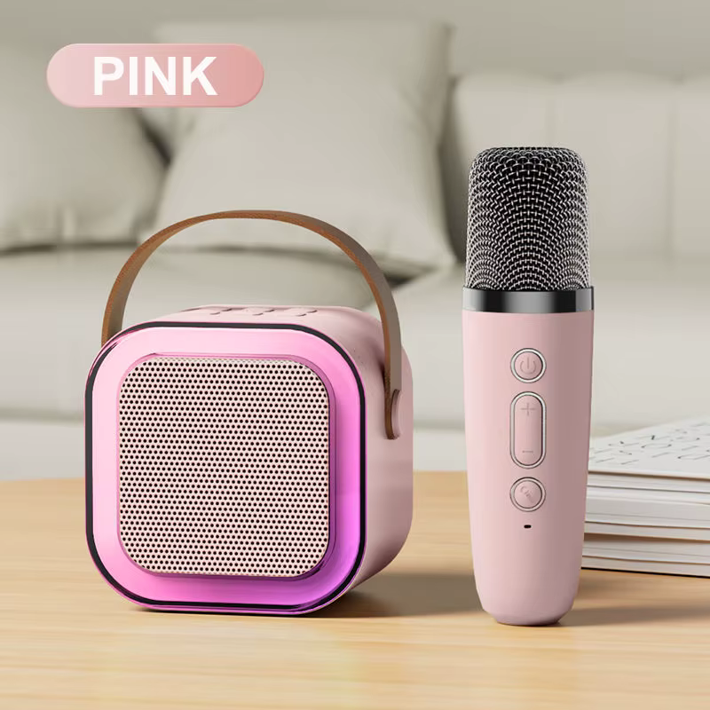Karaokehögtalare med Bluetooth och trådlös mikrofon Rosa