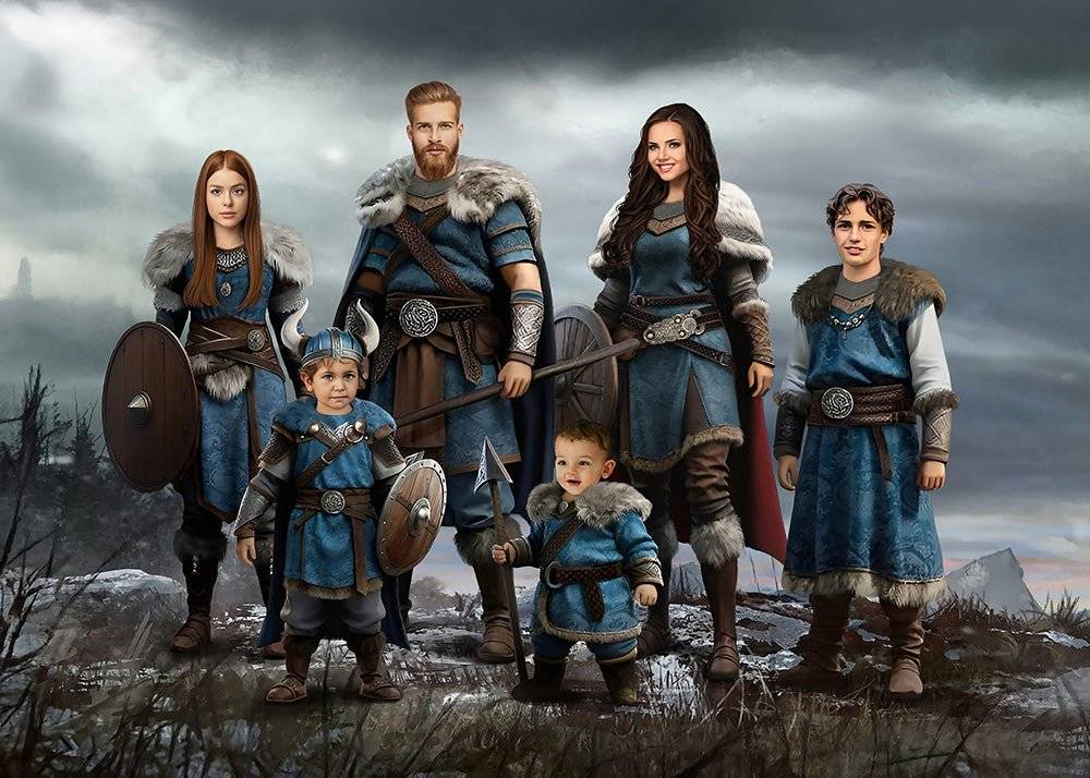 Viking Family - Monterad Canvastavla / 40x60 / 9