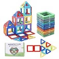 HAOYULUO 40 stycken Magnetiska konstruktioner Spel Barn, 3 4 5 6 7 8 år pojkar och flickor Spel Barn, Montessori Leksaker Roliga 3D-konstruktionspussel för barn.