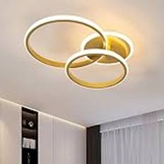 LED taklampa guld, 42 W 4700LM modern aluminium taklampa, akryl LED taklampa för vardagsrum, sovrum, hall, kök, hall, kontor, 3 000K varmvitt ljus