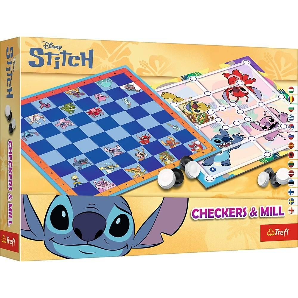 Checkers & Mill Brætspil med Disney Stitch