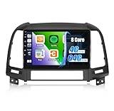 4G+64G CAMECHO Android 13 bilradio med navigator för Hyundai Santa Fe 2006–2012,8 Core–9 tum dubbel din bilradio pekskärm med Carplay Android bil Bluetooth FM/RDS Mirror Link DSP