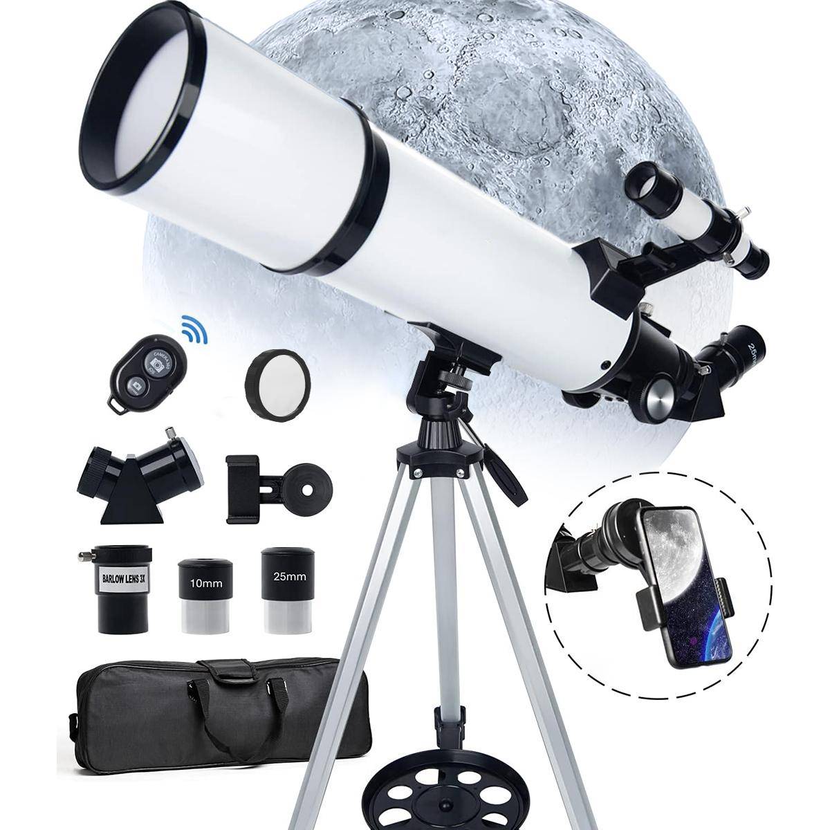KENTFAITH Portable Telescope for Solar Eclipse, Stargazing 80mm Aperture 600mm Focal Length for Solar Eclipse