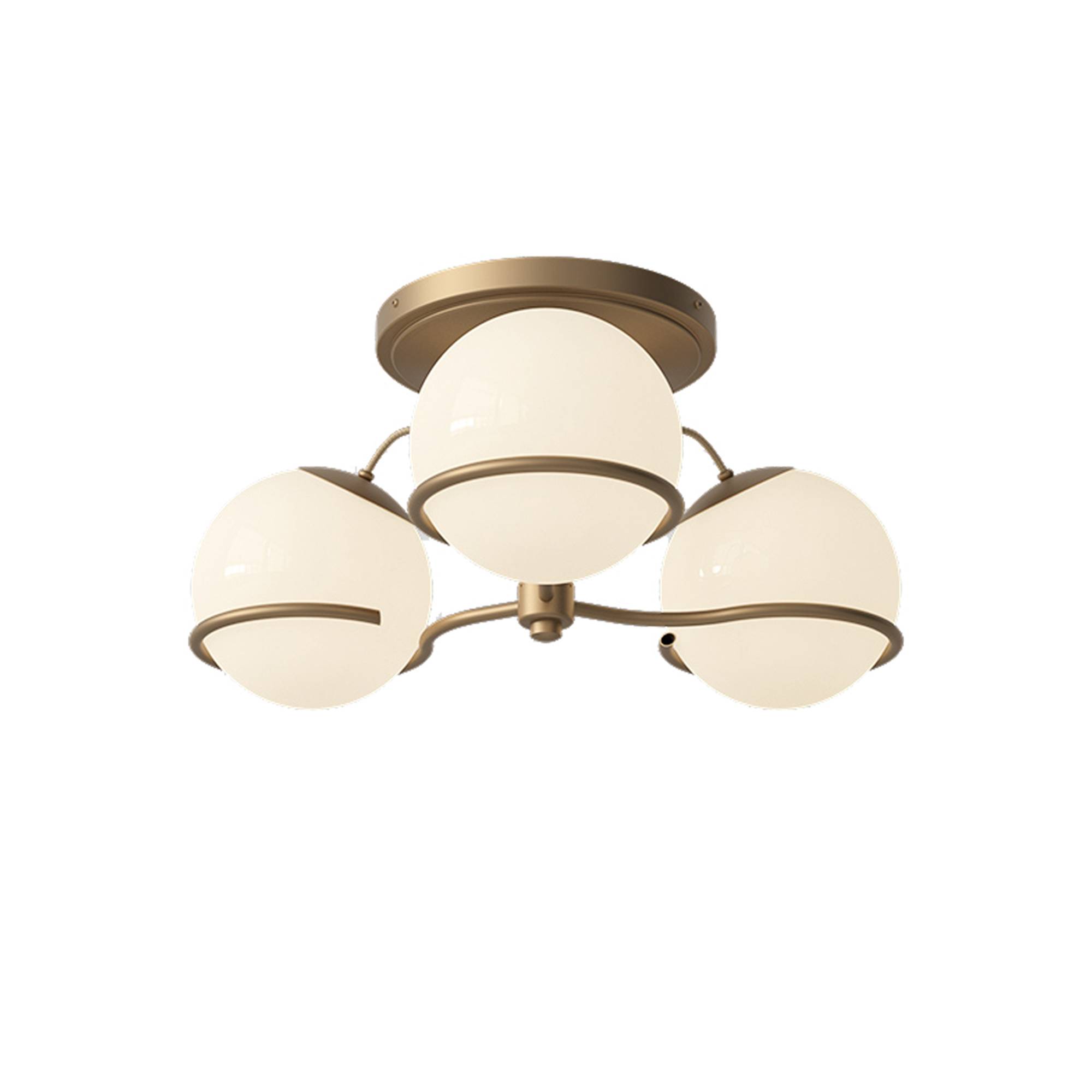 Astep - Model 2042/3, 6 Opaline Spheres 20 cm, Champagne Mount - Plafonder - Gino Sarfatti - Guld,Vit