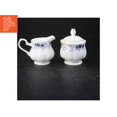 Porcelæns flødekande og sukkerskål sæt (str. 10x8 cm)