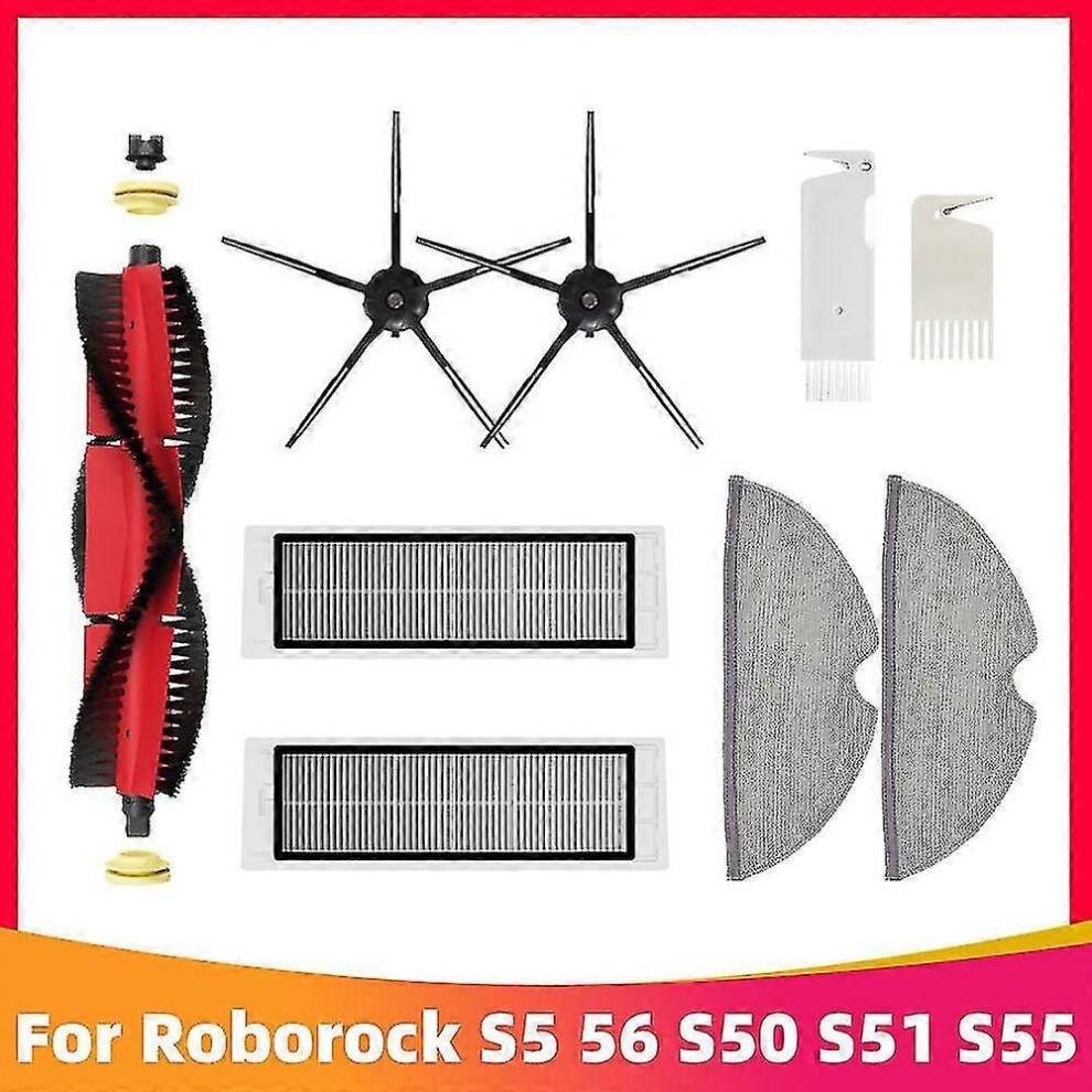 (Set 11) For Xiaomi Roborock S5 S50 S5 Max S6 S6 Maxv S6 Pure E4 E5 Robot Vacuum Cleaner Spare Parts Main Side Brush Hepa Filter Mop Rag