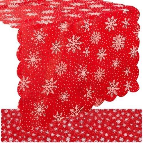 Julbordslöpare Röd med Snöflingor 150x35 cm