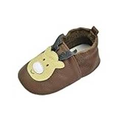 OBiQuzz Babystrumpor med sula Chaussons Cuir Souple Bébé Antidérapant Chausson Fille Chausson Cuir Bébé Garcon 0 À 24 Mois Chaussures Bébé Pas Chaussures Bébé Filles Souples Cuir Suédé Dessin, kaffe,