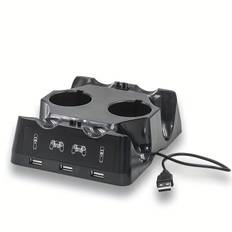 TEMU 4in 1 Desk Charger Dock Charging Station For Ps And Ps4 Controller Playstation 4 Ps4 Slim Ps4 Pro (dual Charger Dock For Controller + Dual Charger Port For Ps Move