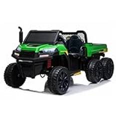 FINOOS Elbil för barn, Truggy Gator 2,4 Ghz fjärrkontroll 12 V – läderstol, 4 starka motorer – barnbil, barnfordon, elektrisk bil för barn, elbil för barn (grön)