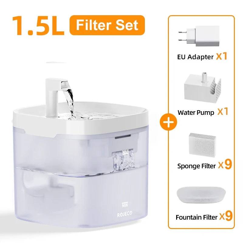 Smart Cat Water Fountain - Automatic Pet Dispenser with Filtration System - Filters Set / 1.5L
