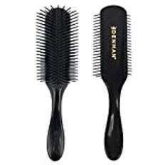 Denman Curly Hair Brush D4 (All Black) 9 Row Styling Brush for Styling, Smoothing Longer Hair and Defining Curls - For Women and Men