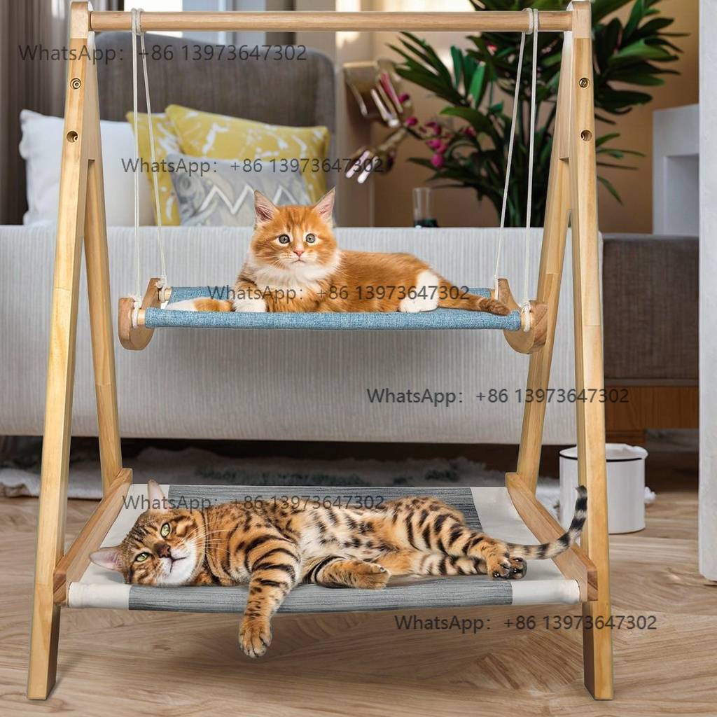 Modern Style Pine Wood Cat Hammock Bed Washable for Indoor Cats Ultimate Comfort Best Choice for Pets