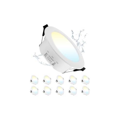 10 Pack LED Spots 68mm 5W IP44 3CCT 450LM Öppningsstorlek: Ø65-75mm