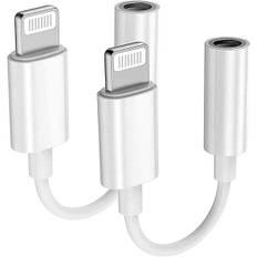 2-pak Apple Lightning til 3,5 mm Hovedtelefonstik Adapter Connector Aux Audio Hovedtelefoner/Hovedtelefon Dongle Stereo Kabel til Iphone 7/7 Plus/8/8 Plus/x/xs