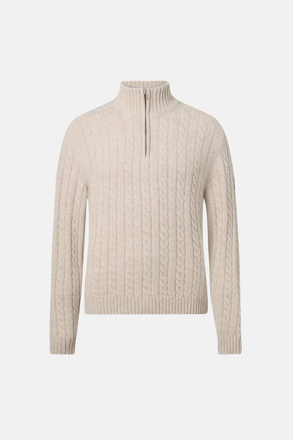 BELSTAFF WESTPORT QUARTER ZIP SWEATER Size: M, colour: STONE