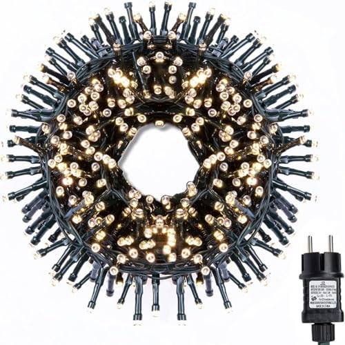Gresonic LED-kluster-ljuskedja, eldriven dekoration för inomhus, utomhus, trädgård, julgran och bröllop (2 000 LED-lampor, varmvitt kontinuerligt ljus)