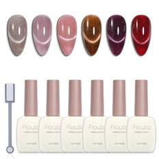 Fiouto Magnet Nail Large Capacity 15ml Gel Nail Color Gel Glitter Magnetic Gel Compatible Magnet Included 6 Color Set Night Magnet UV/LED (Starry Gel)