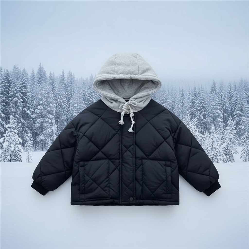 CozyShield – Varm & tuff – vadderad hoodiejacka Blå / 130 (5-6 år) | Pedagogiska Träleksaker