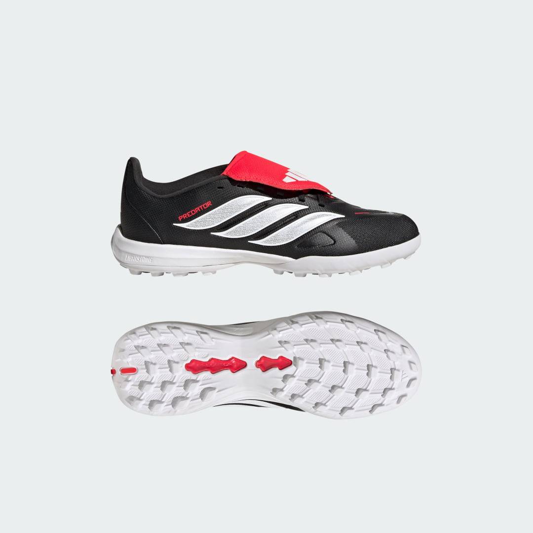 PREDATOR LEAGUE Fold-Over Tongue Turf Fotbollsskor Barn - Core Black / Cloud White / Lucid Red - 30