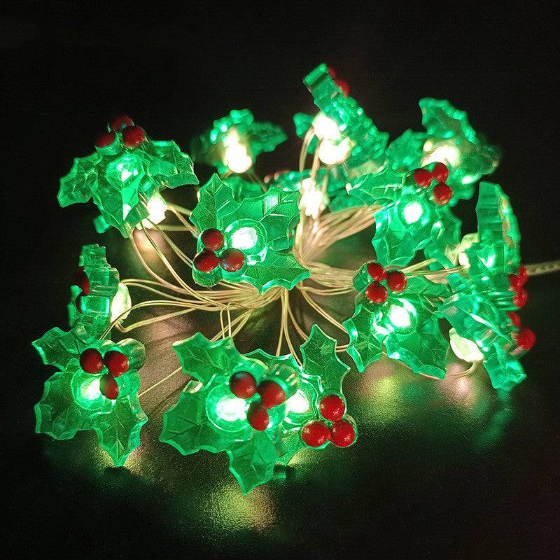 Outdoor Patio Decoration LED Copper Wire String Lights - Green leaf red fruit / 6M 40LED / USB model with remote control