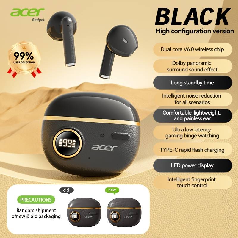 TEMU Acer 2025 New]tws Wireless Earphones, Heavy Stereo + Call Noise Reduction, Ultra-long , Sports Running In-ear, Ear Hook Design, Low Latency , Hifi Sound, Lightweight , Classic Retro
