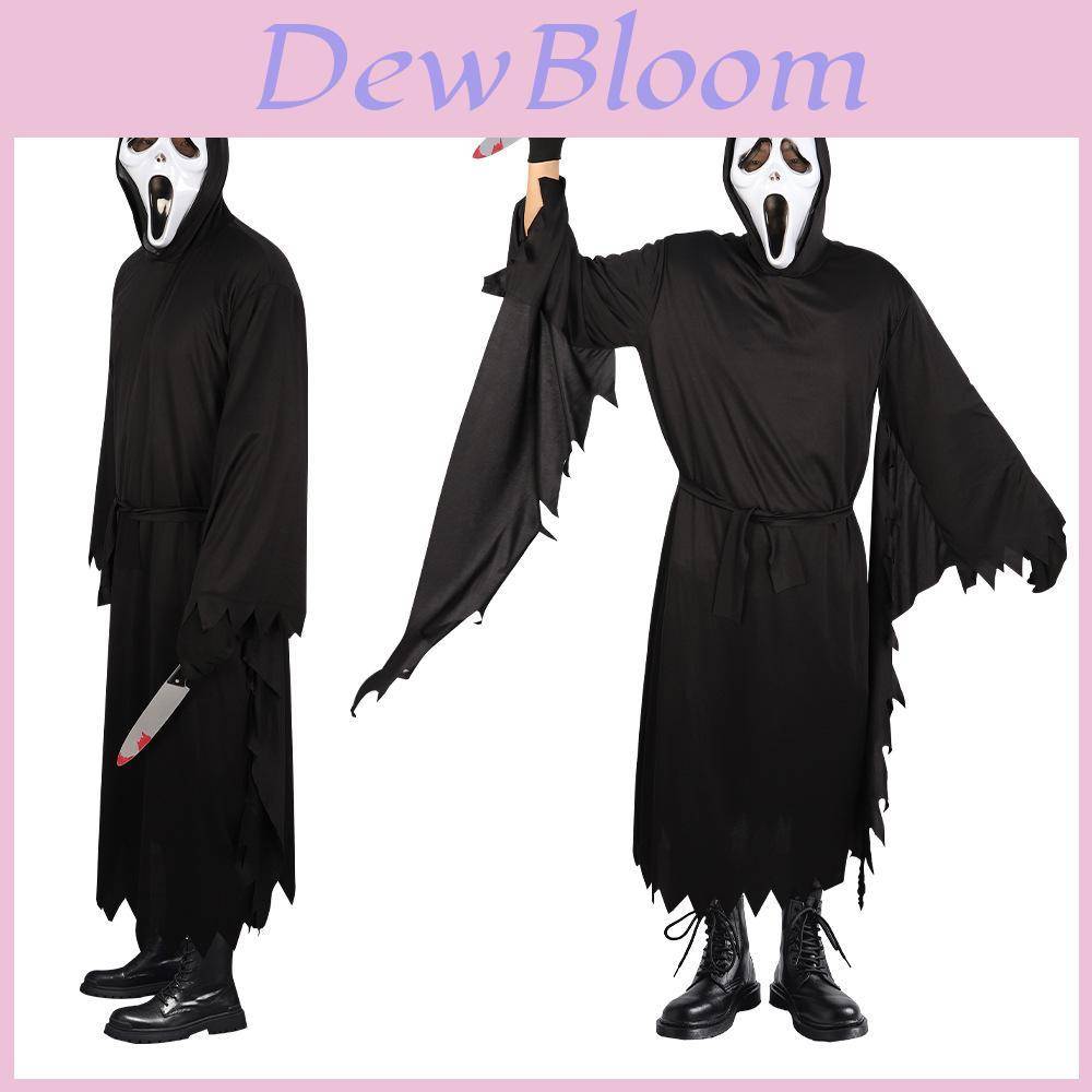 Scream Ghostface Cosplay-dräkt Med Mask Och Leksak För Halloween Rollspel Speciella Karaktärer Ingår cm black