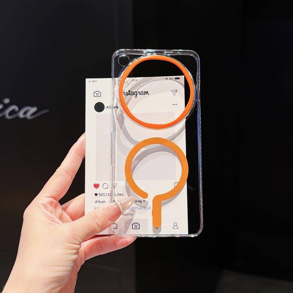 Transparent Magnetiskt PC-telefonfodral för OPPO Find X9 Ultra/X9S Pro/X8 S+ Anti-gulnande Stort Hål Samfärgade Linsring mörkgrå färg