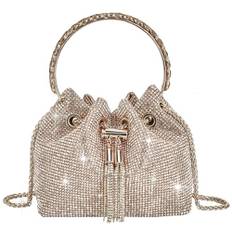 TOPALL Festväska för kvinnor, liten festväska, aftonväska, handväska för kvinnor med glitter, crossbody-väska, brudväska för bröllop, evenemang, dejting, cocktail,, Runt guld