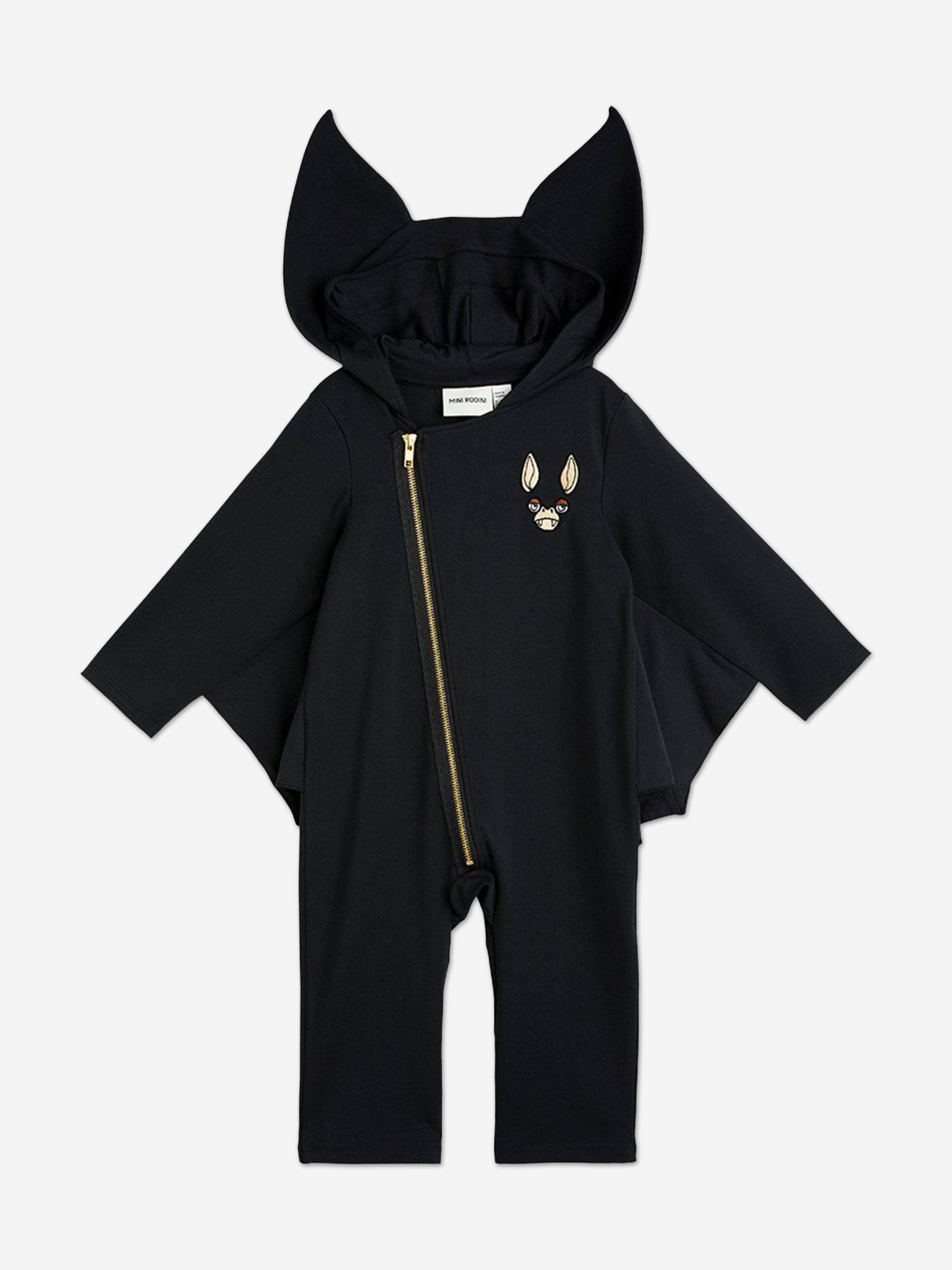 Mini Rodini Kids Bat Sleeve Onesie in Black - Black / 116-122 cm (5-7 Yrs) (116-122 cm (5-7 Yrs))