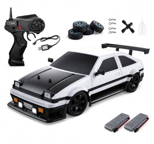 Goolsky Fjärrstyrd bil, 1:16 drift bil 2,4 G RC drivbil, RC bil med LED-lampor, sprayfunktion, höghastighetsfyrhjuling, racingbil