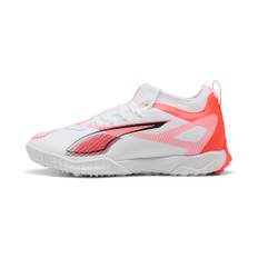 PUMA ULTRA 5 MATCH TT Mid Football Boots Youth, Shoes, White/Black/Glowing Red, 35.5
