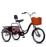 Trehjuling för vuxna äldre Rickshaw med stor stuga – lasttrike – stötdämpande gaffel – känsliga bromsar – utomhus cruiser trehjuling