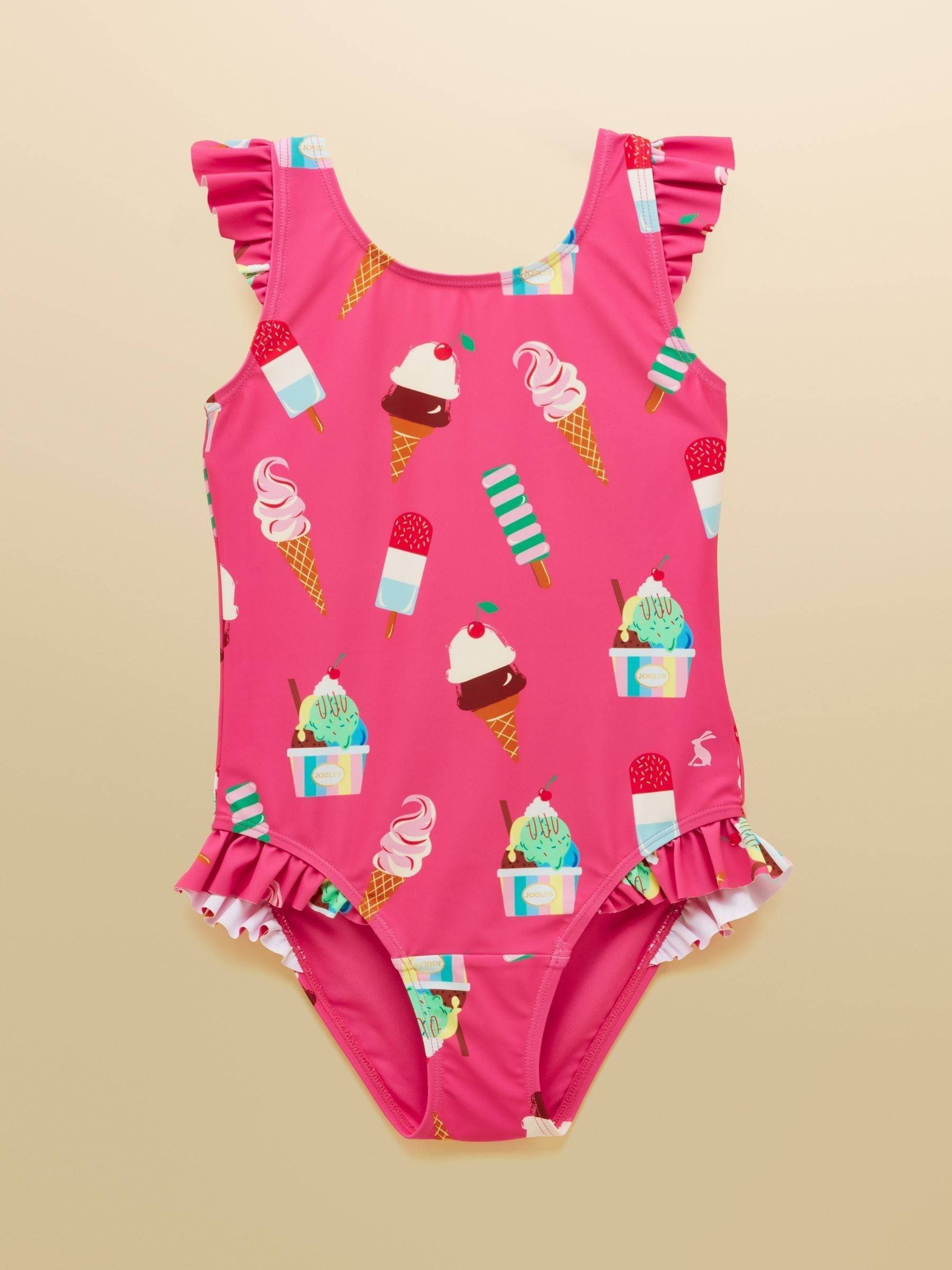 Joules Joules Girls' Splash Pink Ice Cream Swimming Costume